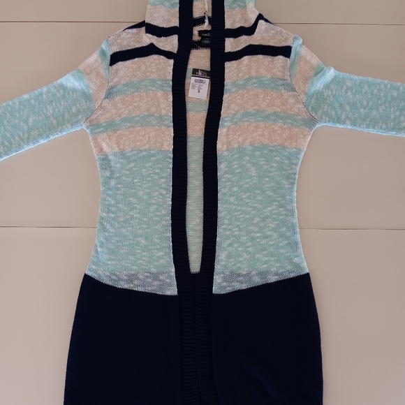 Rue21 Open Front Hooded Knit Color Block Cardigan Junior Women's Size Small New - Picture 7 of 16